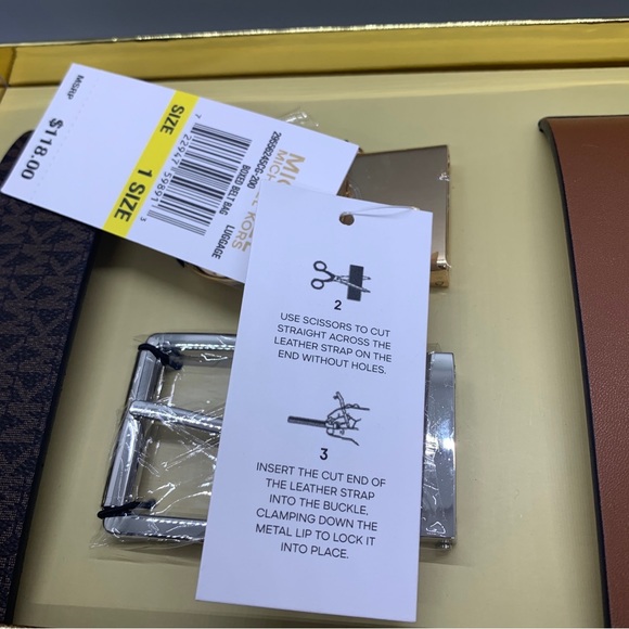 MICHAEL KORS Women's 4in1 Gift Box Set 2 Brown Belts 2 Buckles Cut To Fit 1 Sz - Picture 6 of 9